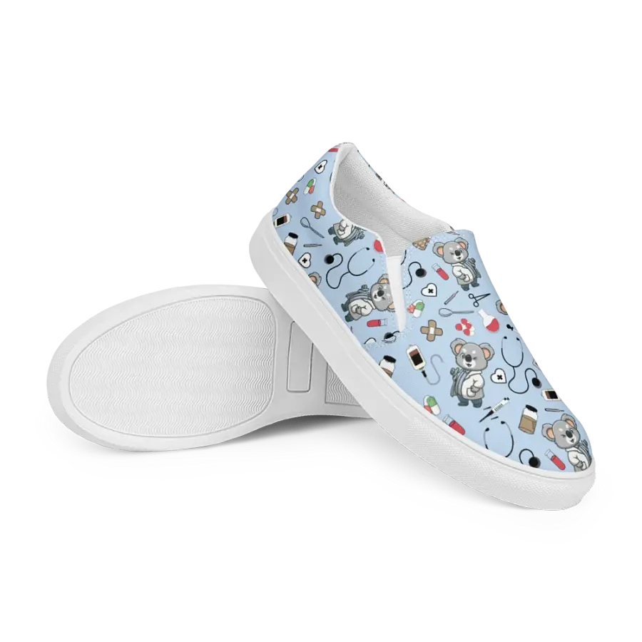 Cute Medical Koala Slip-On Canvas Shoes (Blue) product image (7)