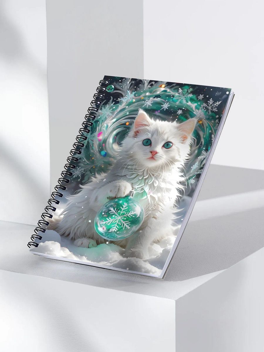 White Kitten with Snowflake Ornament Spiral Notebook product image (3)