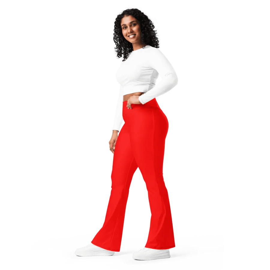 Plain Color Red Flare Leggings product image (3)
