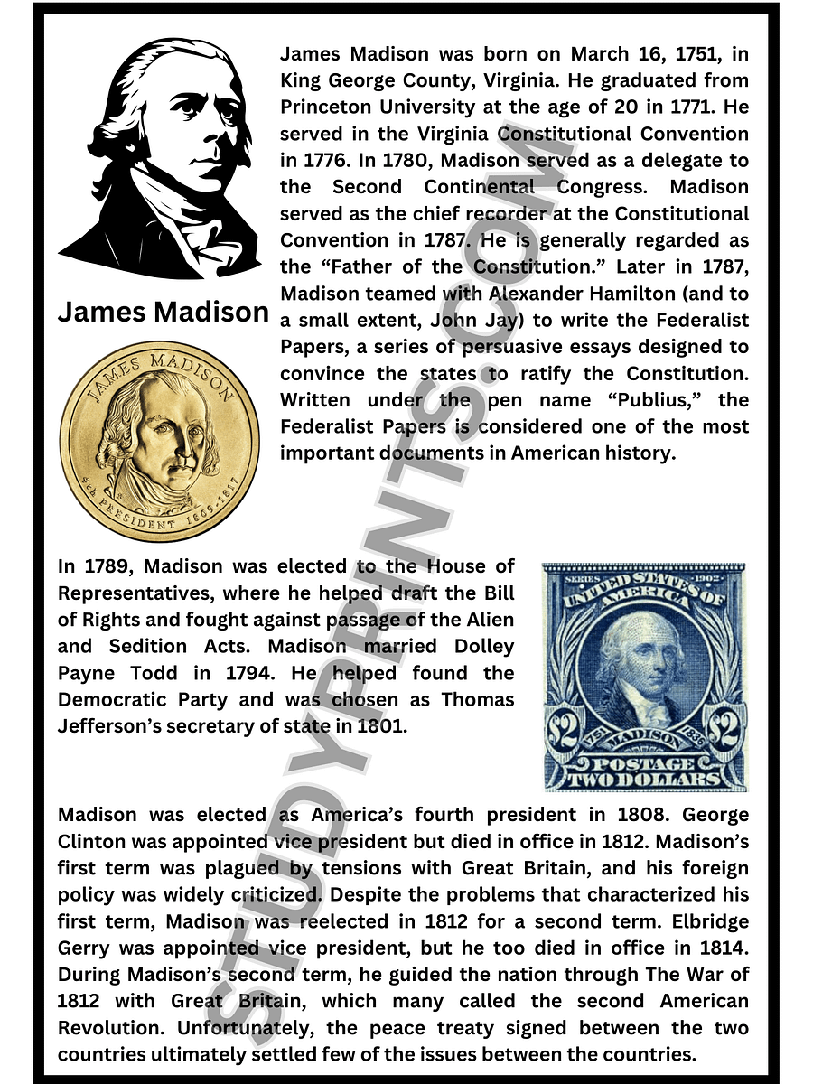 James Madison Biography pdf product image (2)
