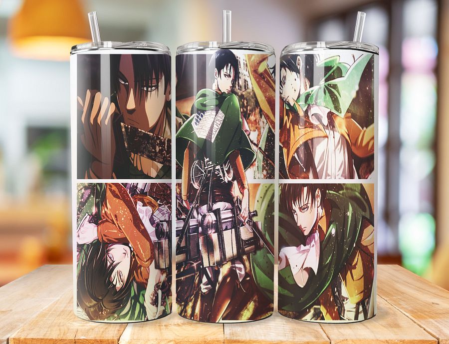 Captain Levi 20 oz Stainless Steel Tumbler – Attack on Titan Survey Corps Design product image (1)