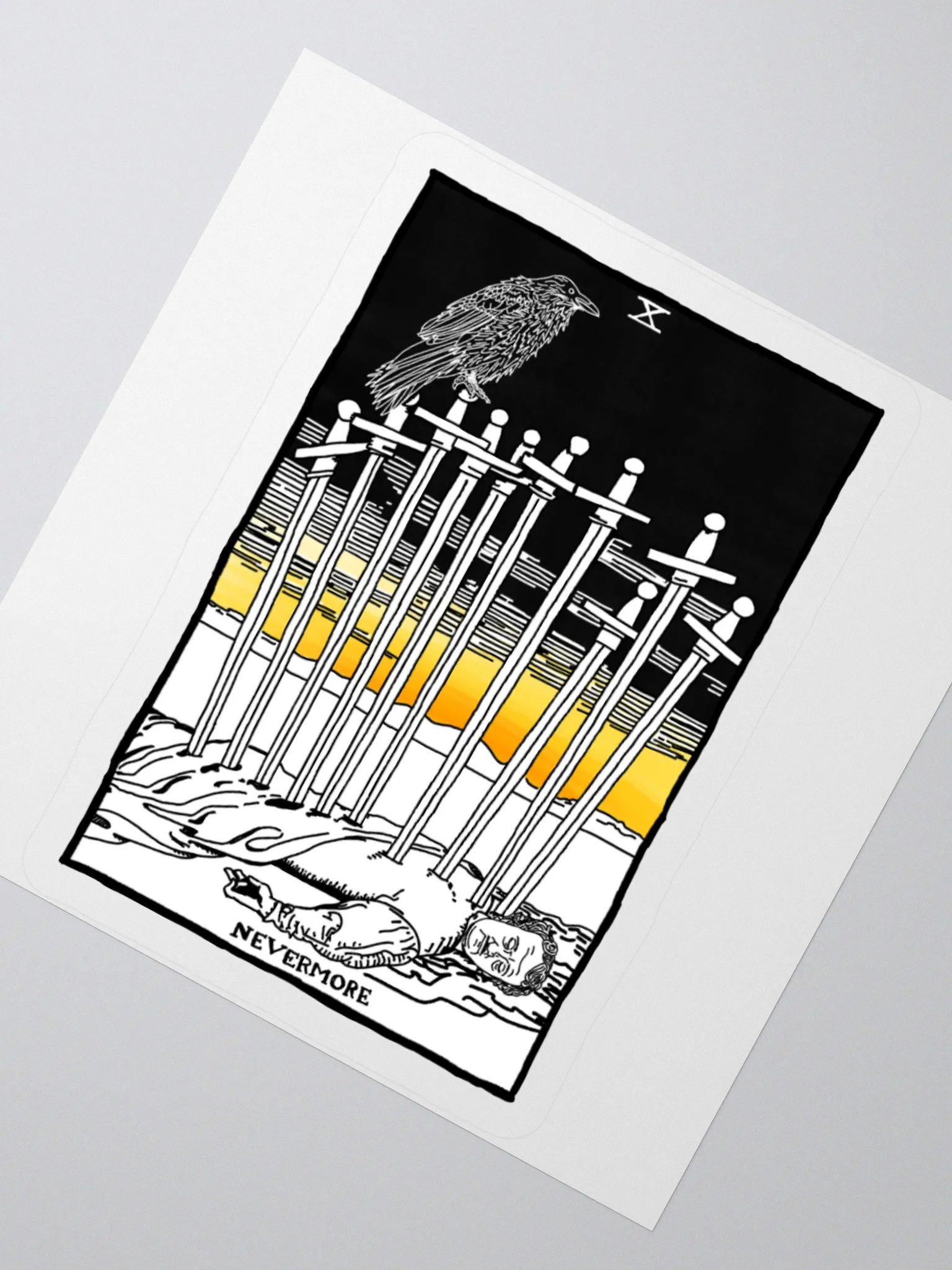 Edgar Allan Poe Ten of Swords Tarot Card Sticker product image (2)