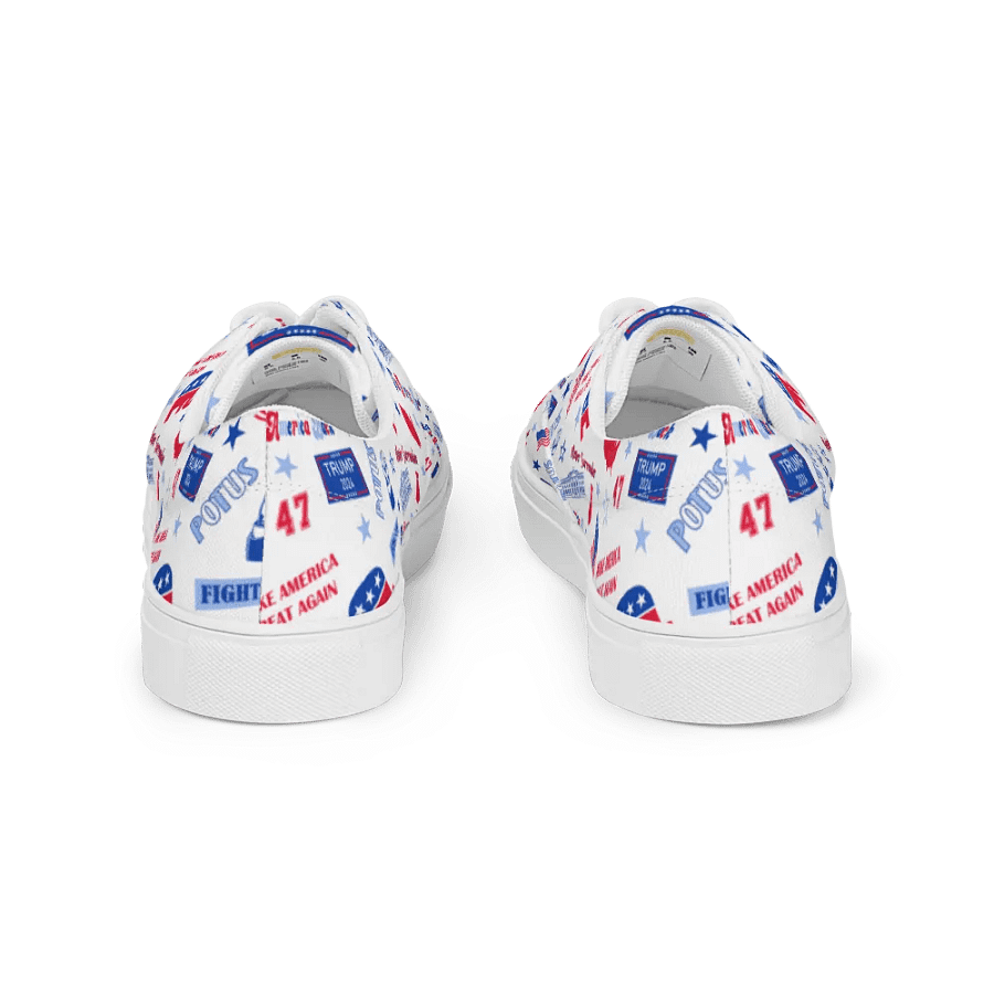 Trump 2024 Republican Patriot Make America Great Again White Pattern Low Top Canvas Shoes for women product image (6)