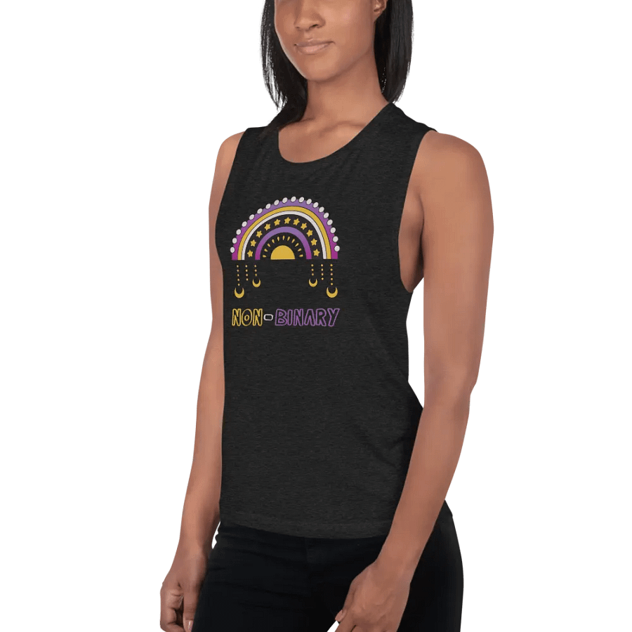 Non-Binary Rainbow Fitted Muscle Tank product image (3)