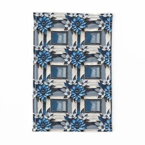 Seamless Pattern - Painted Floral Tile Pattern 4 in Shades of Blue and White product image (11)