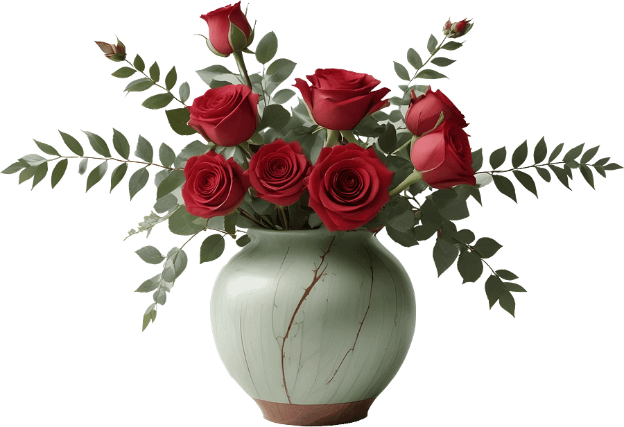 Timeless Green Vase with Roses - PNG product image (1)