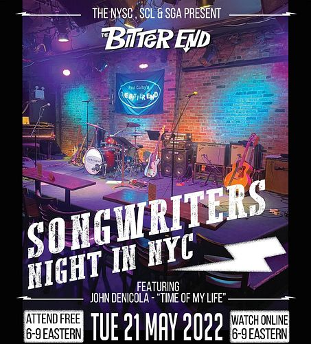 Tuesday May 21 @johndenicolamusic is performing and chatting as a special guest for this event at @thebitterendnyc hosted by ...