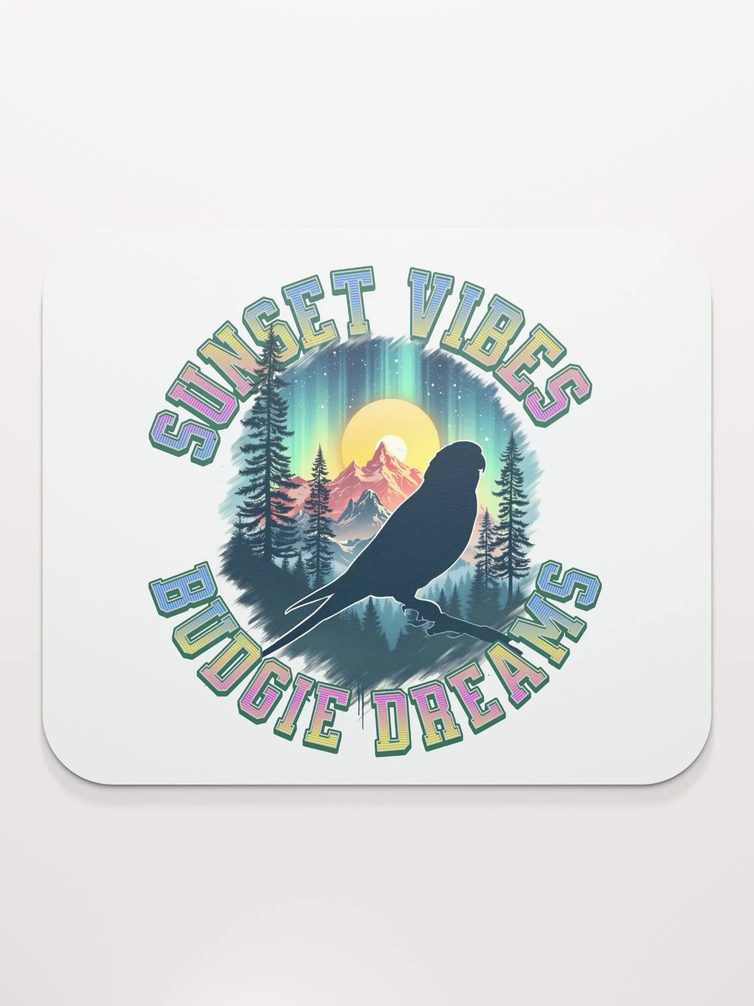 Sunset Vibes Budgie Dreams Mouse Pad product image (1)