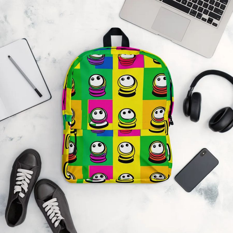 Whimsical Character Grid All-Over Print Backpack product image (12)