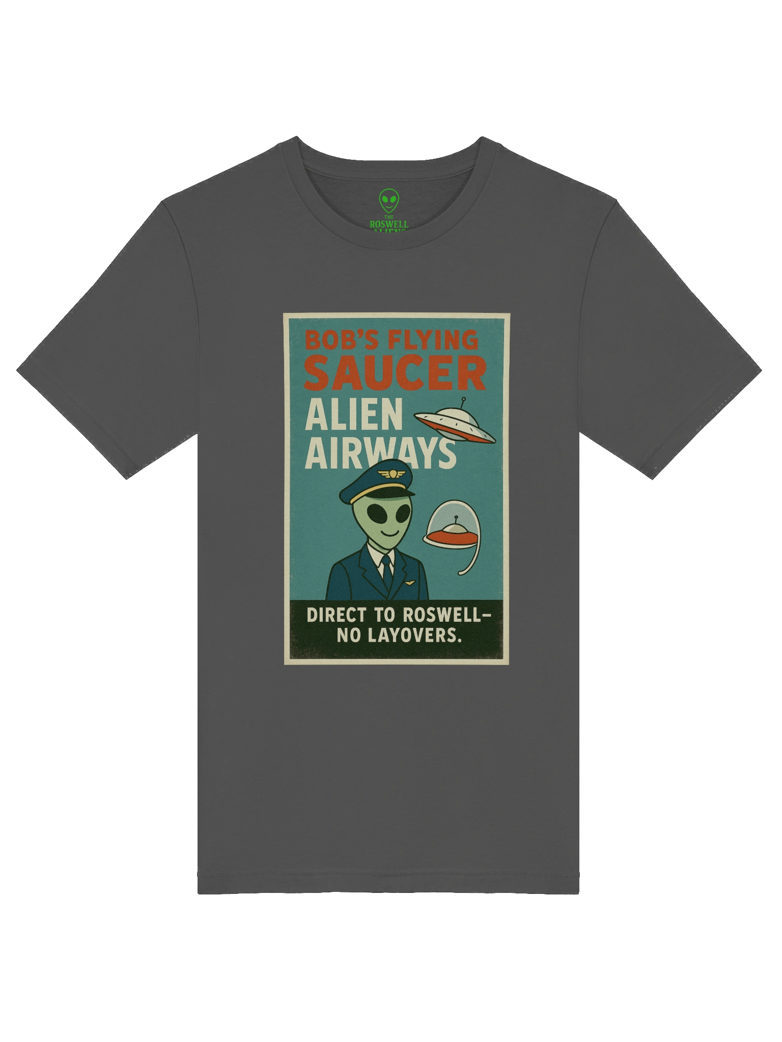 Roswell Alien Airways UFO Retro Airline Pilot Poster Unisex T-Shirt product image (5)