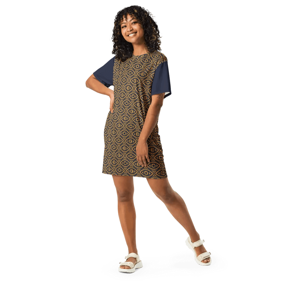 Boho Celestial Eyes Stars & Moons T-Shirt Dress product image (4)