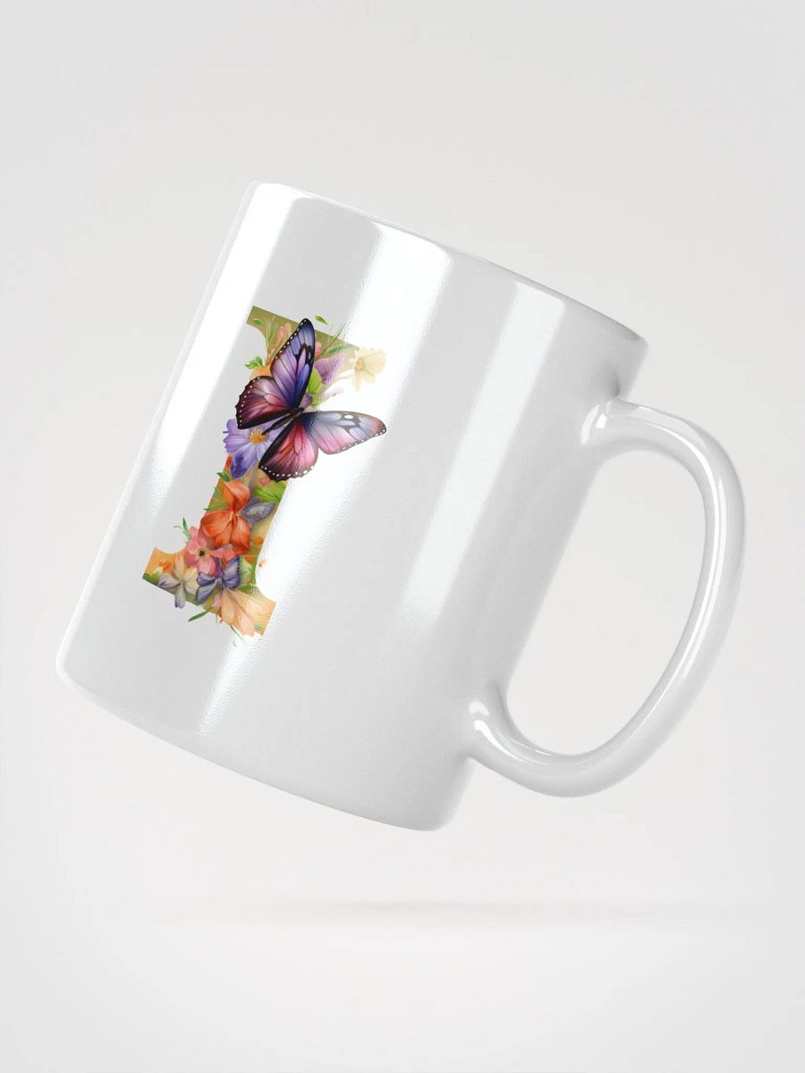 Letter I Monogram Floral Fantasy White Glossy Mug product image (6)
