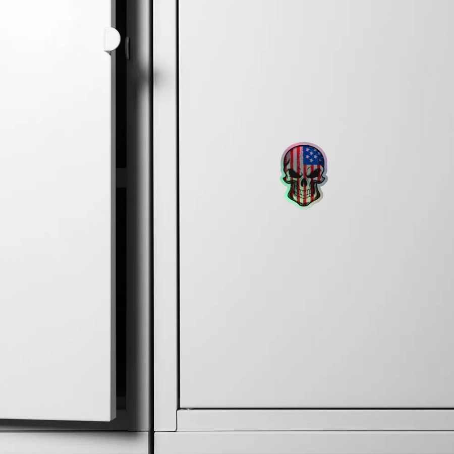 USA Patriotic Skull Holographic Sticker Set product image (6)