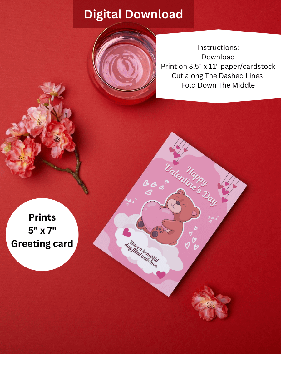 Printable Valentine Card, Printable Heart Valentine's Day Card, Printable Card / Instant Download PDF product image (1)