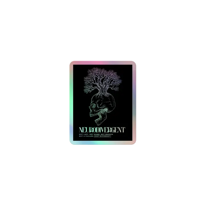 NEURODIVERGENT SKULL holographic sticker product image (1)