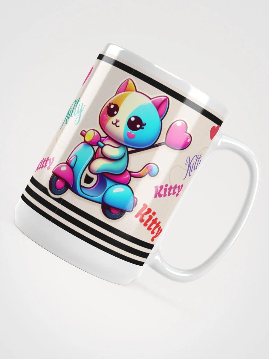 Happy kitty is Cycling!-White Glossy Mug product image (4)