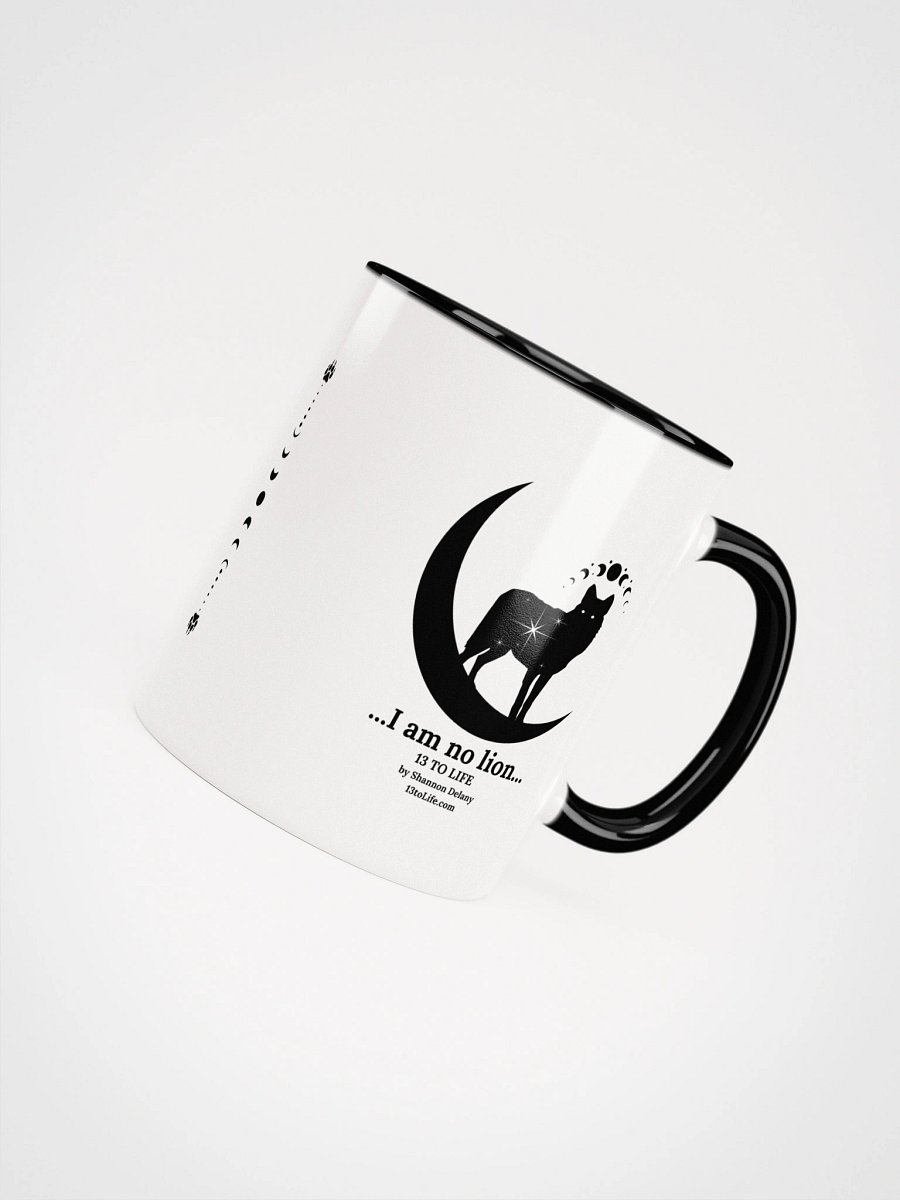 I Am No Lion – Wolf and Moon Mug – 13 TO LIFE Mug with Accent Color Interior and Handle product image (44)