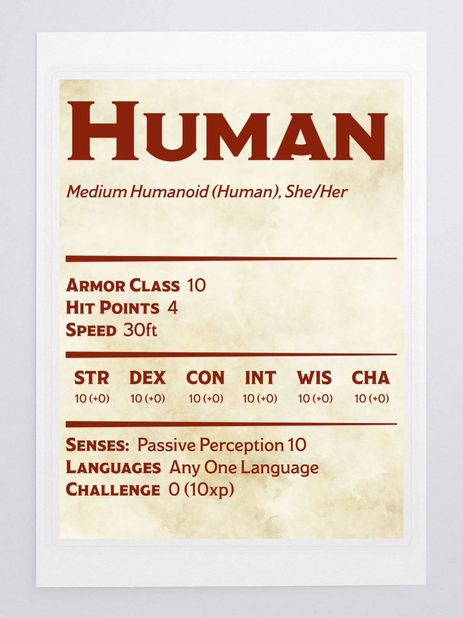 Human Statblock - She/Her product image (3)