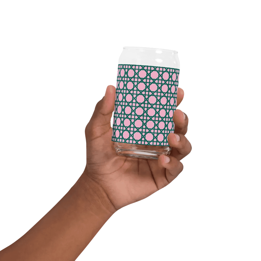 Cannage Green Pink Initial B Can-Shaped Glass product image (11)