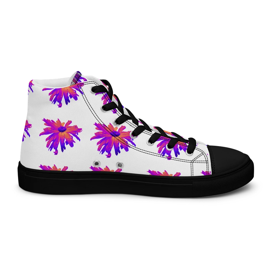 Abstract Pink Floating Daisy Flower Women's Black Toe High Top Canvas Shoes product image (5)