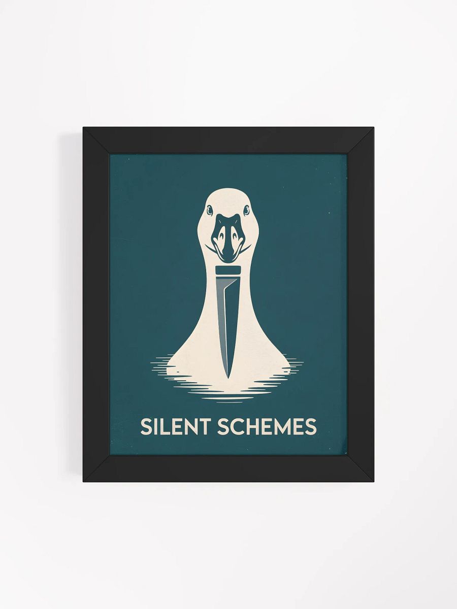 Silent Schemes Goose Knife Framed Print | Humorous Animal Wall Art product image (4)