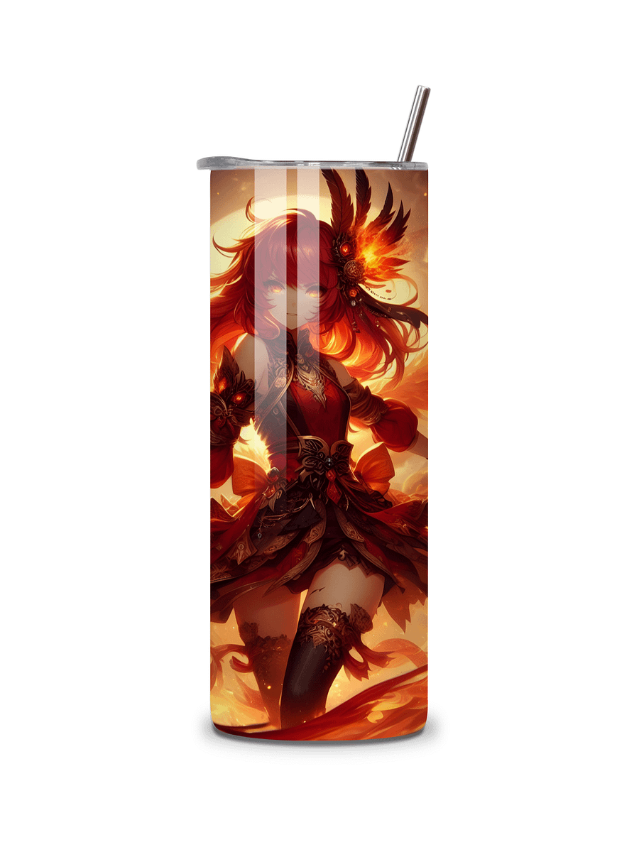 Elemental Anime Girl 20oz Skinny Tumblers with Metal Straws – Fire, Water, Earth, and Wind Designs – Double-Walled Insulated Stainless Steel Tumbler, Gift for Anime Fans and Nature Lovers (Fire) product image (5)