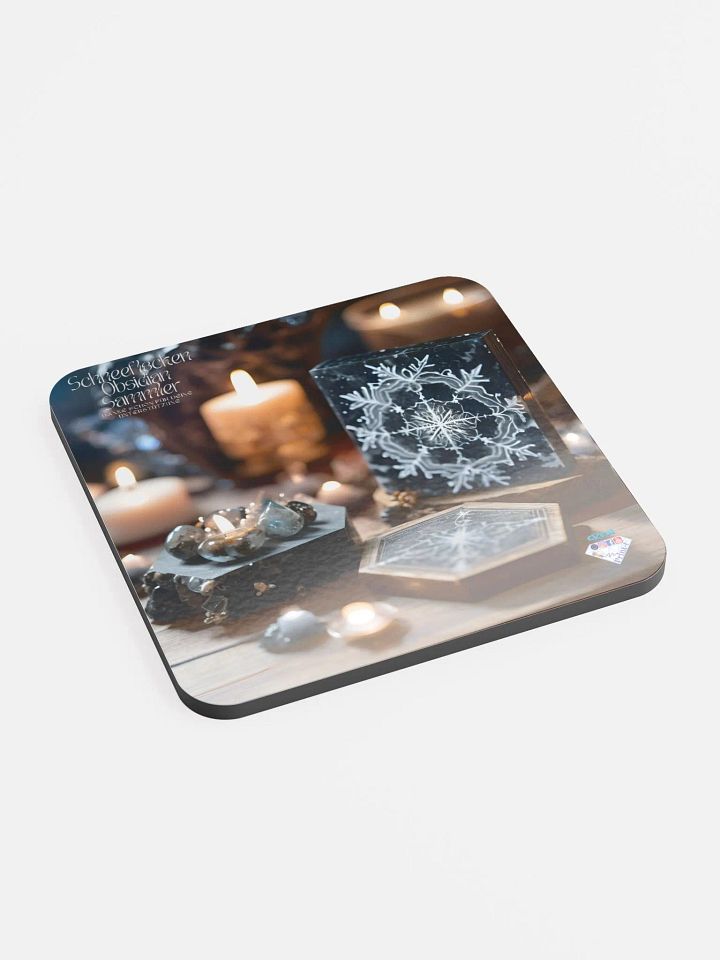 Untersetzer aus glänzendem Kork, Jahres Abo. Schneeflocken Obsidian Sammler product image (2)