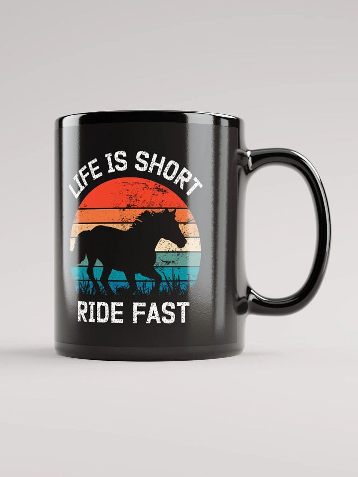 "Ride fast" black glossy mug product image (1)