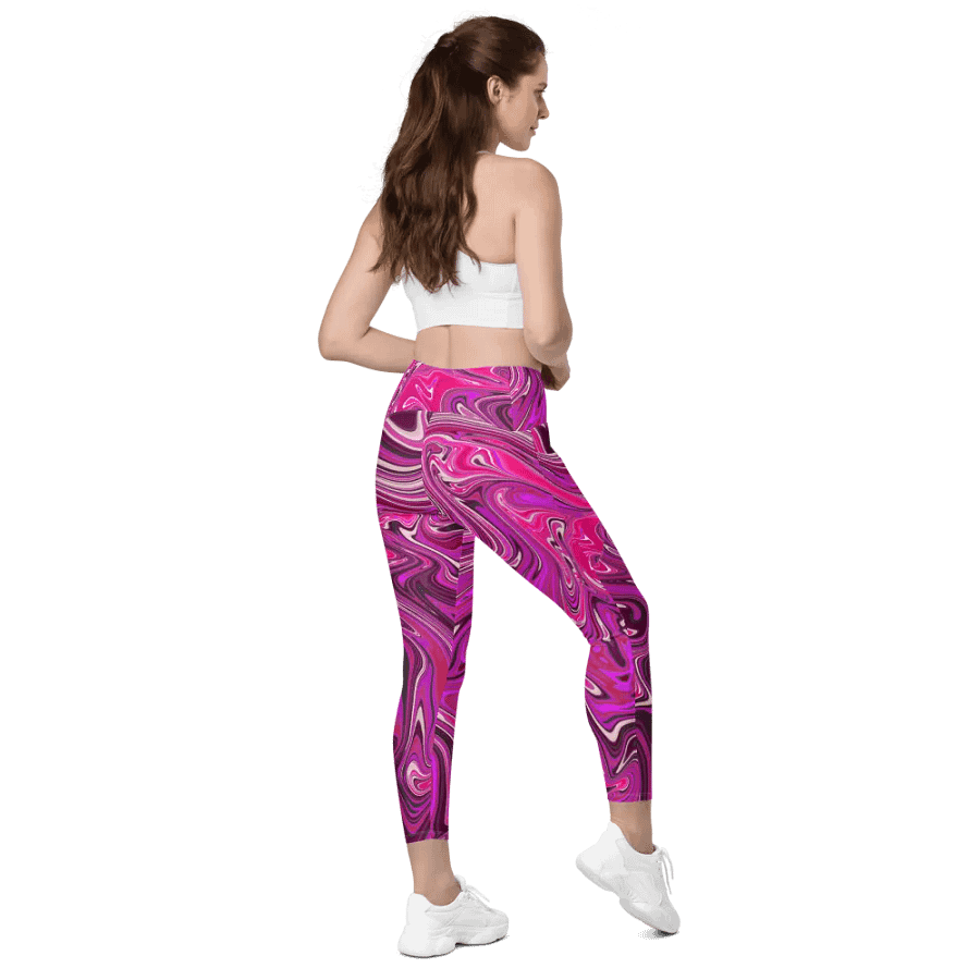 Leggings with Pockets - Pink and Purple Digital Fluid Art product image (8)