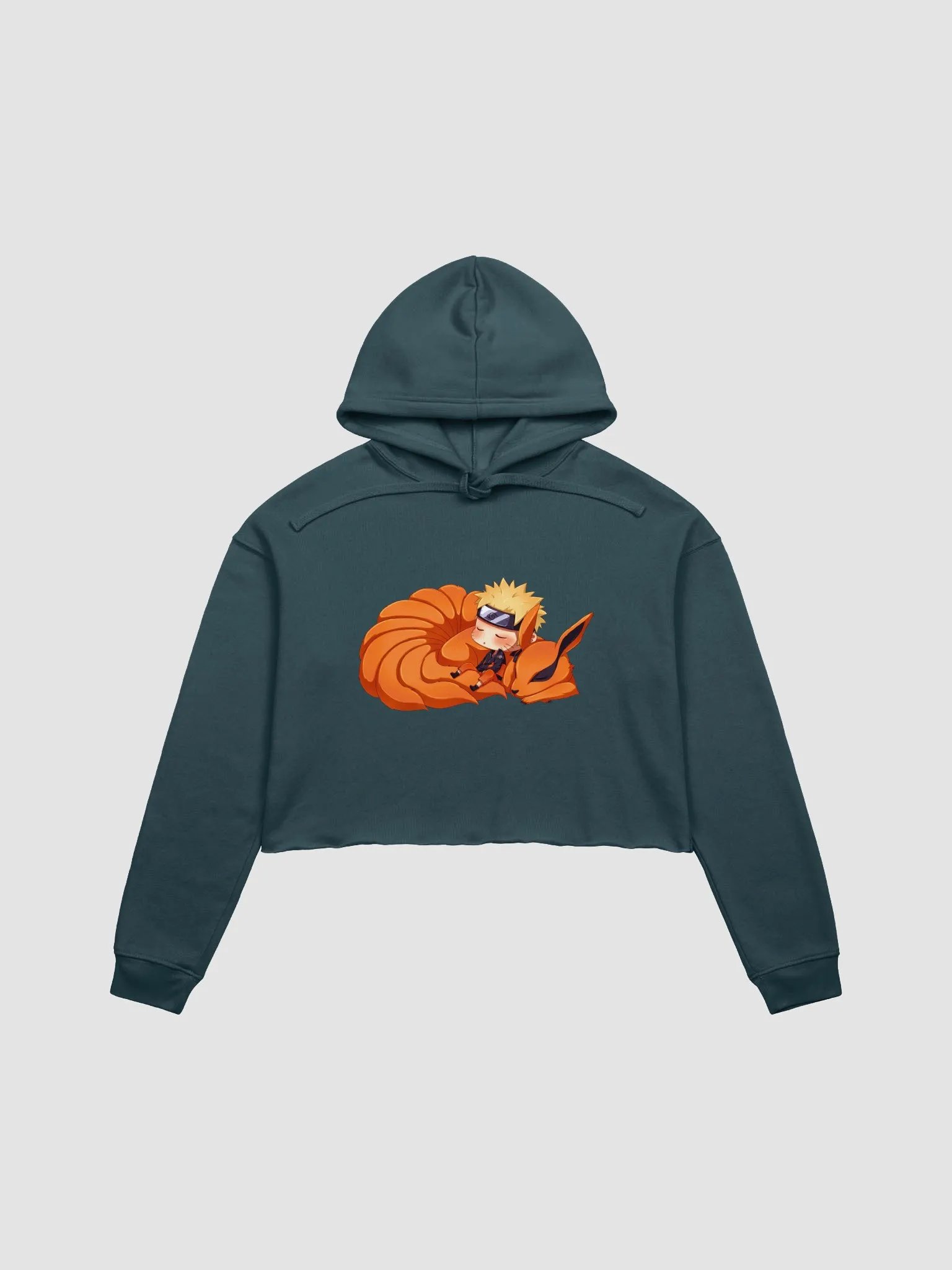 Chibi Naruto And Nine Tails Fox Sleeping Crop Hoodie product image (1)