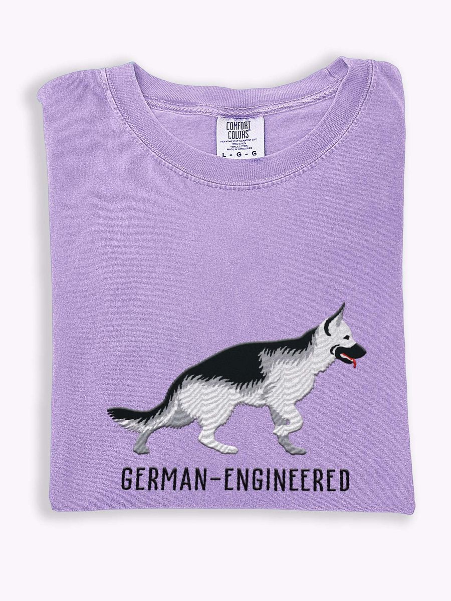 German-Engineered T-Shirt(Embroidered) of a German Shepherd(Silver) product image (1)