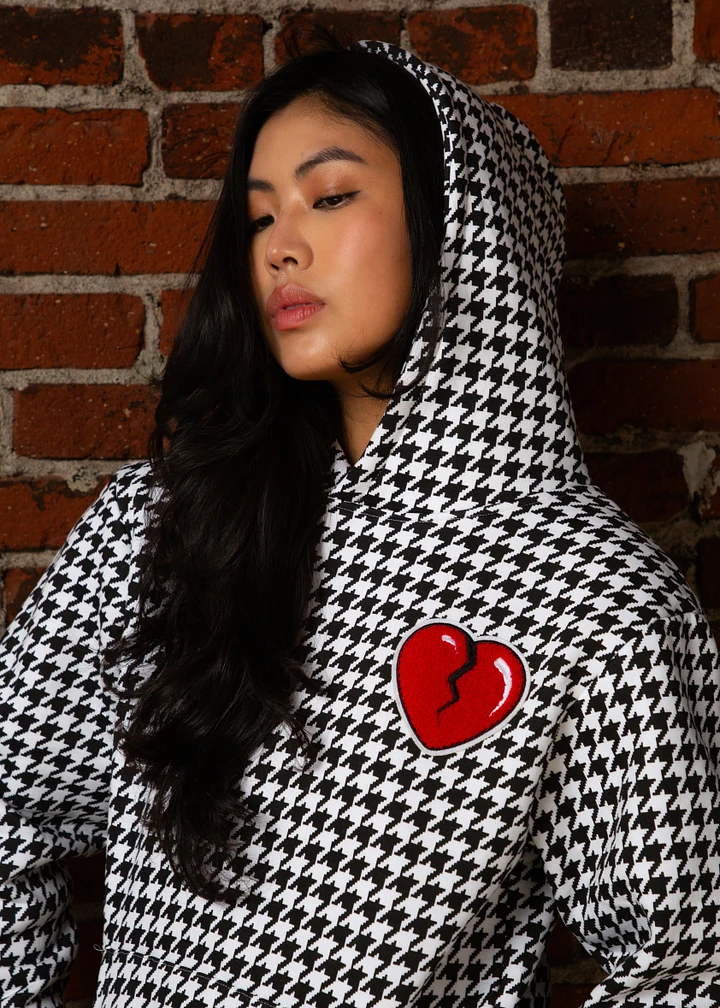 Houndstooth Heart Patch Hoodie product image (1)