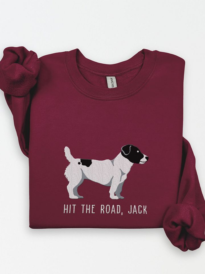 Hit the Road, Jack Sweatshirt (Embroidered) of a Jack Russell Terrier(Black & White) product image (1)