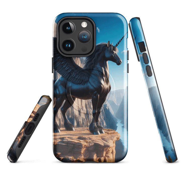 MagSafe® Tough Case for iPhone® | Ebon Majesty: AI-Designed Black Winged Unicorn product image (4)