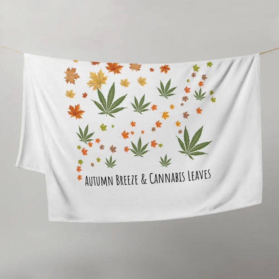 Autumn Breeze & Cannabis Leaves Throw Blanket product image (9)