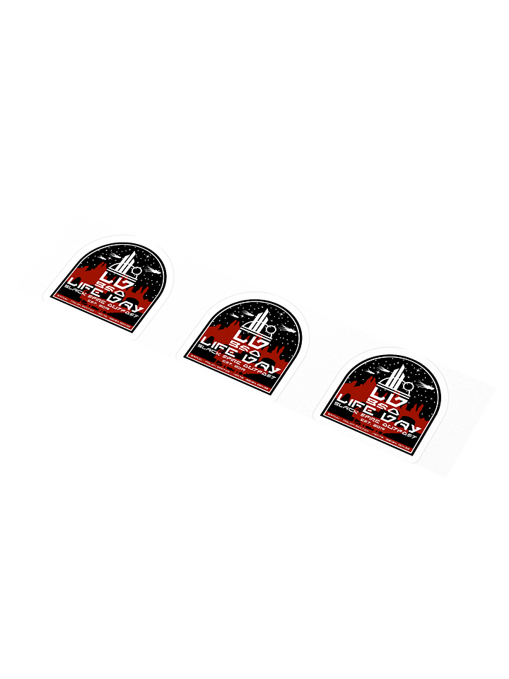 Sheet of 3 Life Day Black Spire Outpost logo stickers product image (1)