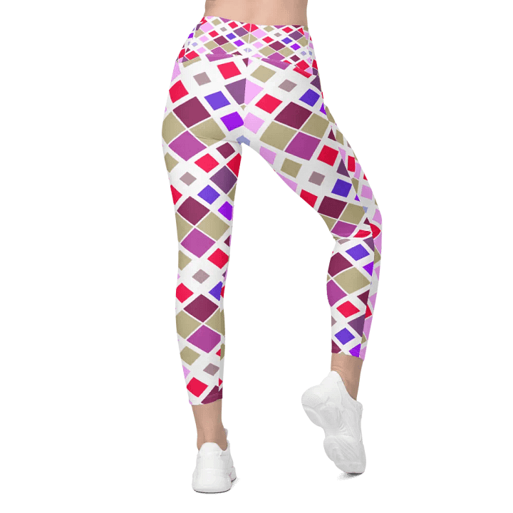 Colorful Square Pattern Design Leggings with Pocket - v10 product image (1)