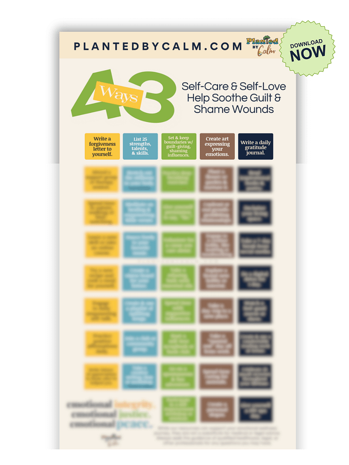 43 Ways Self-Care and Self-Love Help Soothe Guilt and Shame Wounds (PDF) product image (1)