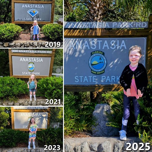 We stopped in St. Augustine today to take Anastasia's biannual photo in front of the Anastasia State Park sign. It's funny ho...