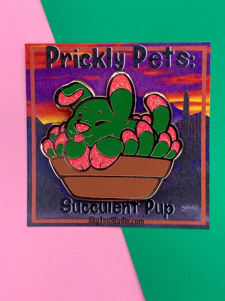 Prickly Pet: Succulent Puppy Enamel Pin product image (1)
