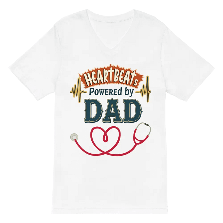 Dad-Powered Heartbeats V-Neck Tee product image (2)