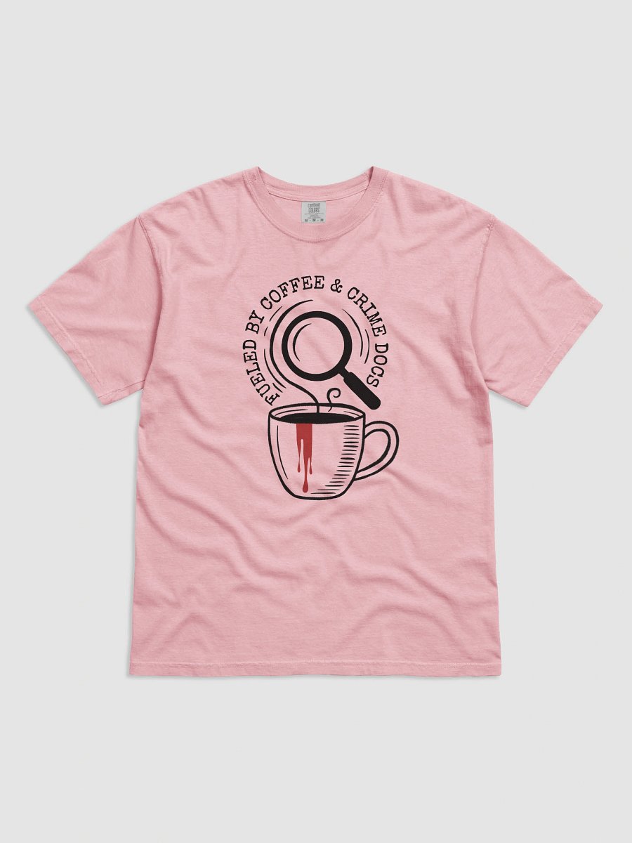 Fuelled by Coffee and Crime Docs Shirt – Hand-drawn Funny True Crime T-Shirt for a Coffee Lover product image (2)