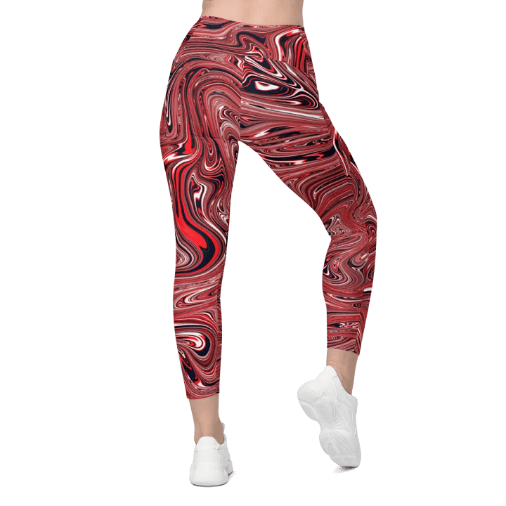Leggings with Pockets - Brown, Black and White Fluid Swirls product image (2)