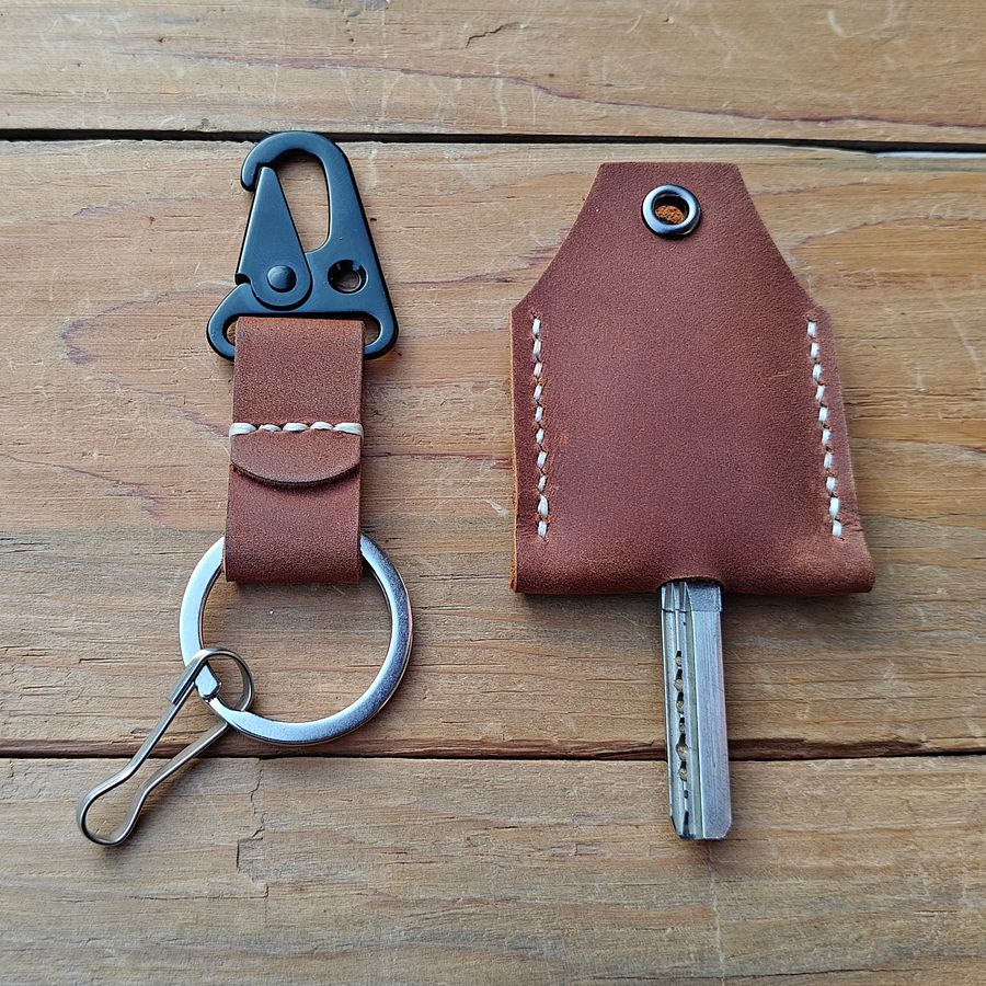 MEEBOY Personalized handmade leather key sleeve; Custom leather keychain; Protective Key cover for Broken Key product image (3)
