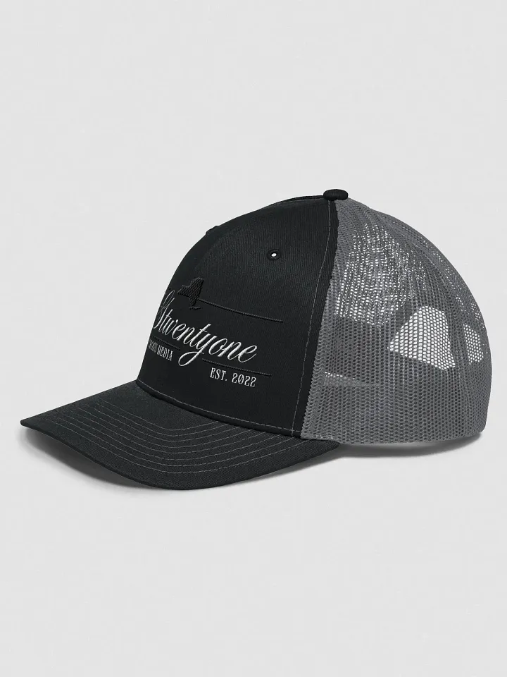 AG21 Script Trucker Hat (White/Black) product image (9)