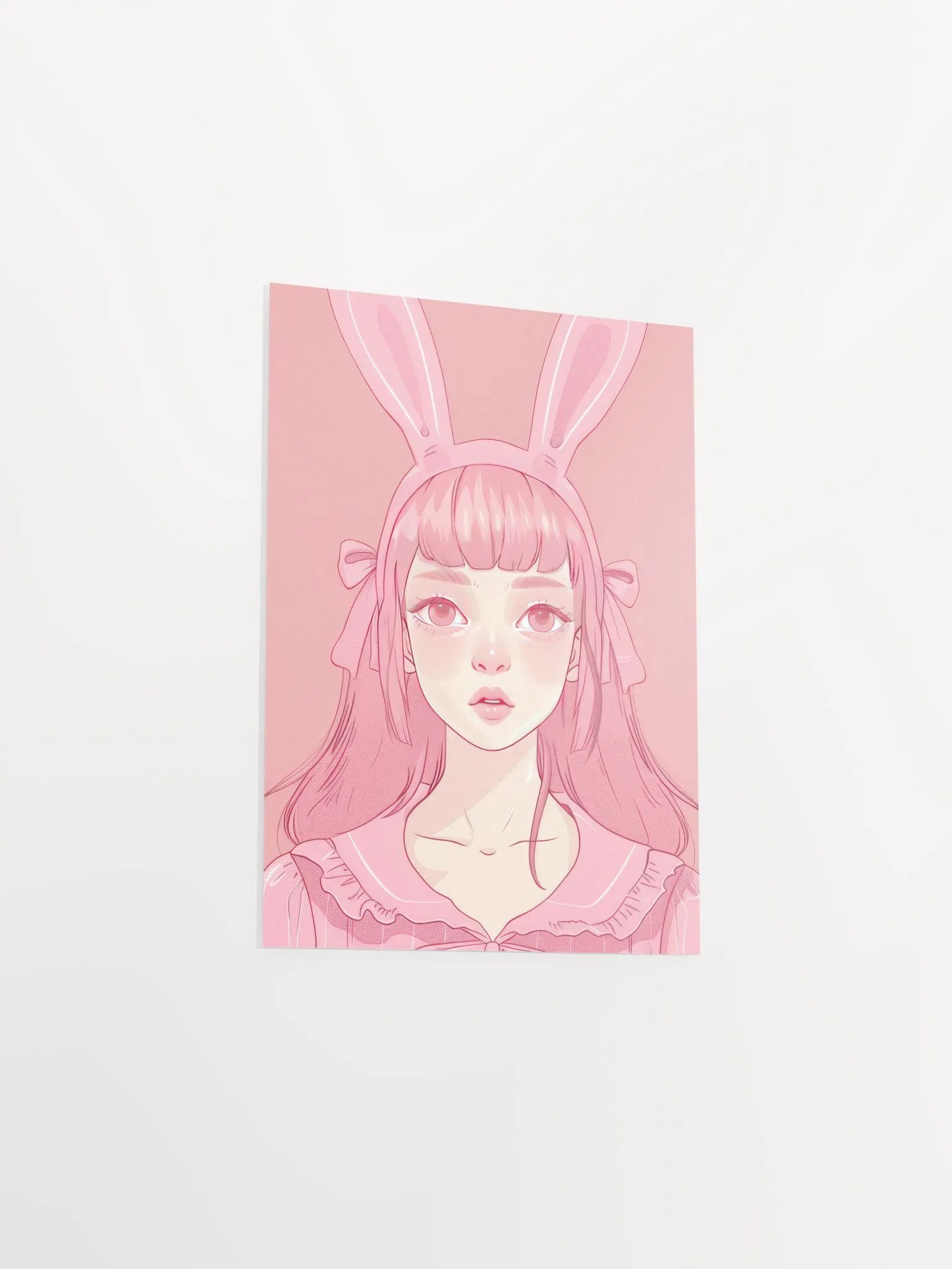 Pink Rabbit Girl Coquette Art Print product image (28)