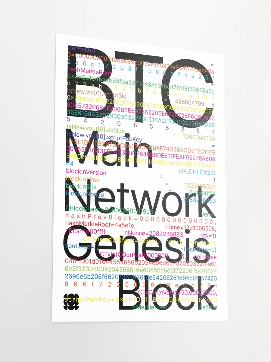 Bitcoin Genesis Block Poster (white) product image (2)