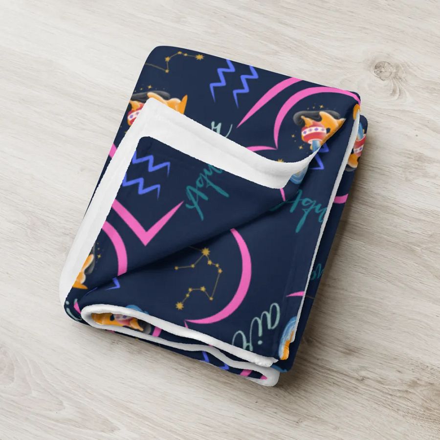 Zodiac Astrology Sun Sign Aquarius, Great Valentines Gift, Get Well, Off to School or Under the Stars Solar System Blanket product image (6)