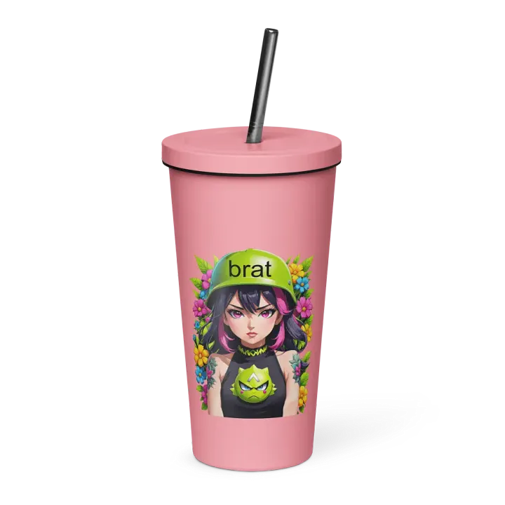 Brat 20 oz Tumbler Cup - Pink - Insulated Tumbler with a Straw v6 product image (1)