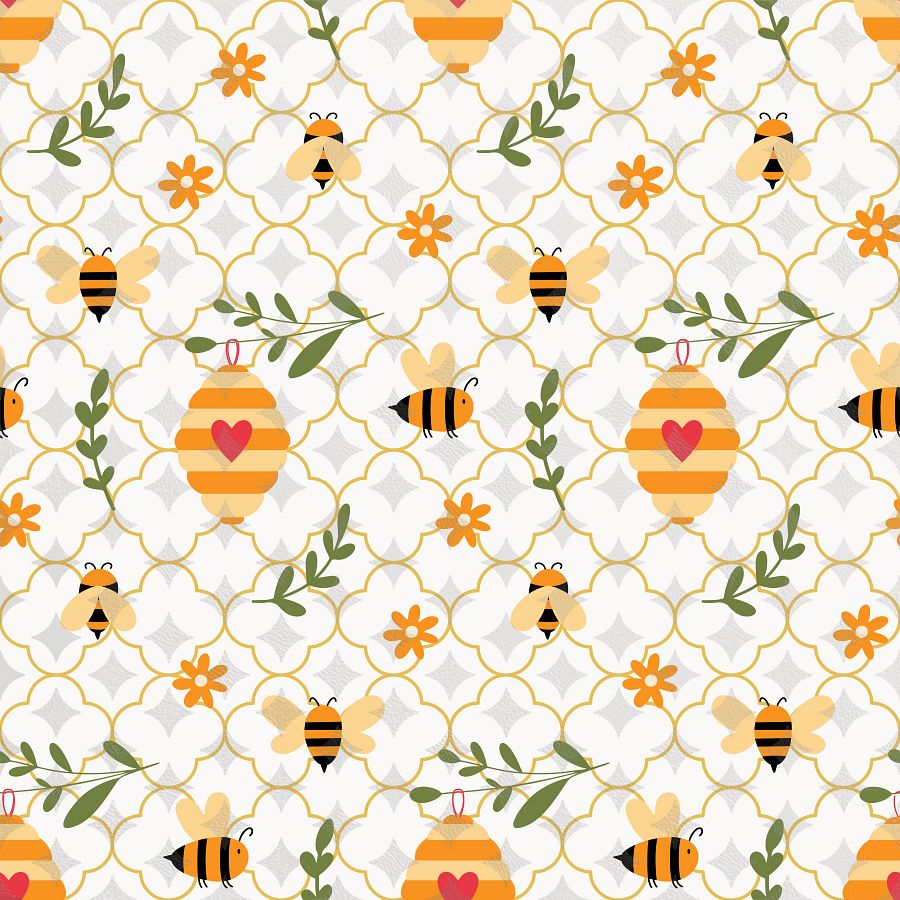 Bee Vintage Seamless Pattern product image (1)